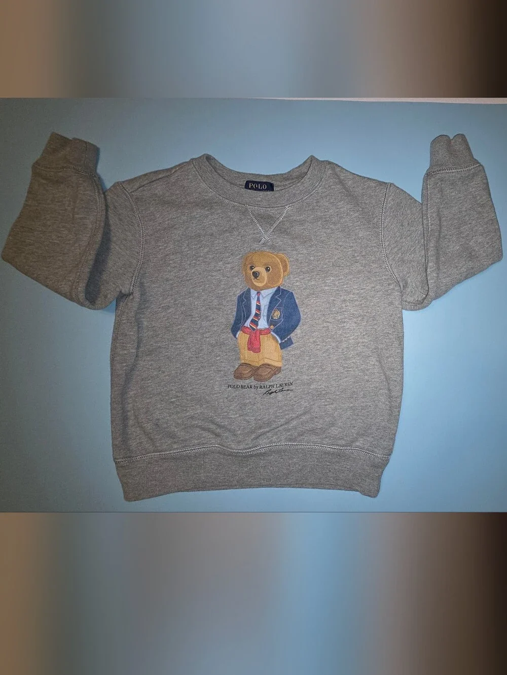 Ralph Lauren Polo Kids' Grey Bear Graphic Sweatshirt Size 5